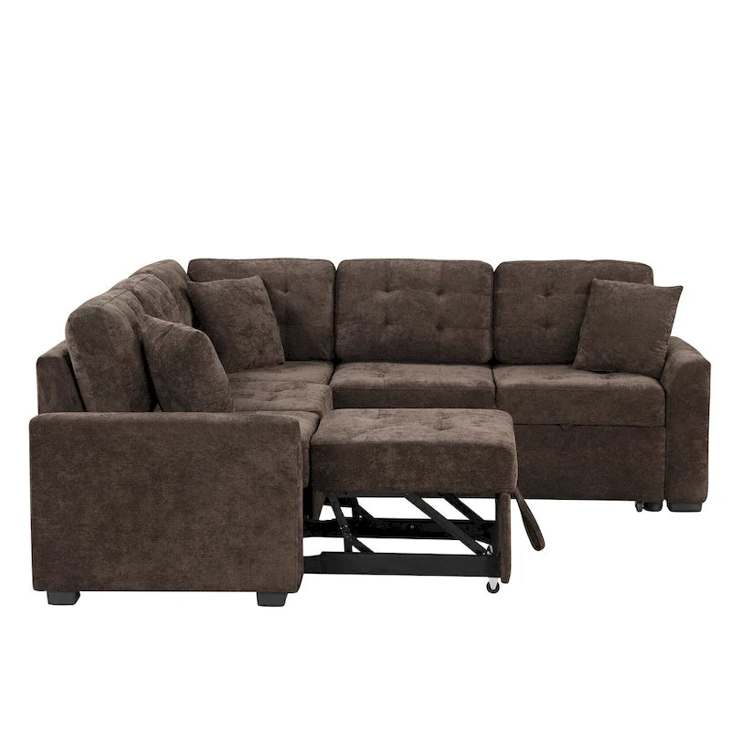Roomfitters Pull-Out L-Shape Sofa Bed with Wheels, USB Ports, and Power Sockets, Functional Sleeper Sofa for Living Room Comfort 19