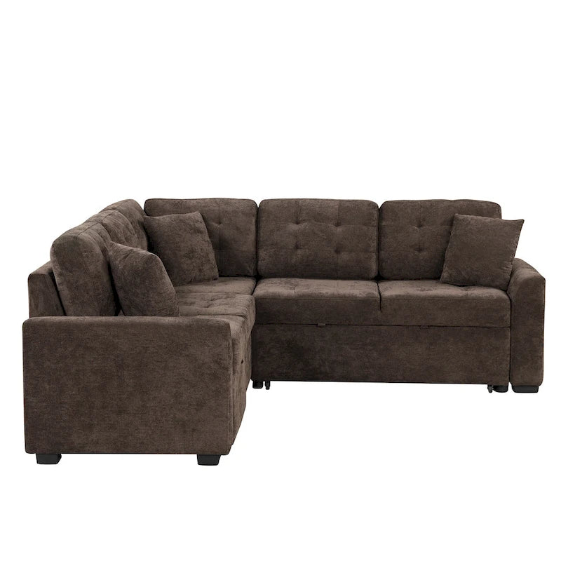 Roomfitters Pull-Out L-Shape Sofa Bed with Wheels, USB Ports, and Power Sockets, Functional Sleeper Sofa for Living Room Comfort 20