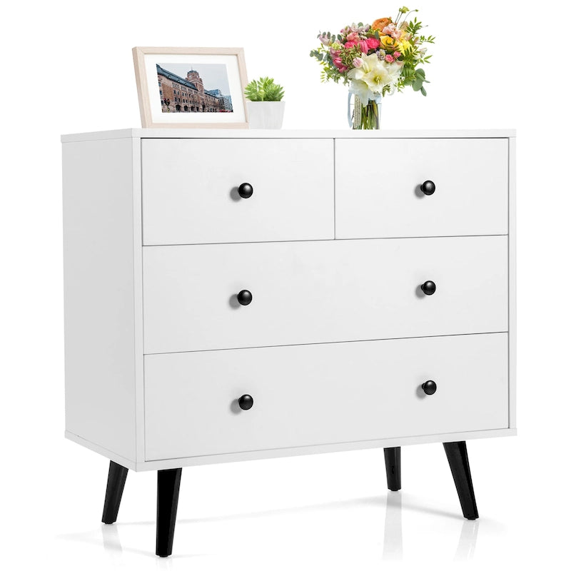 Gymax 4-drawer Storage Dresser Chest of Drawers Storage Cabinet 4