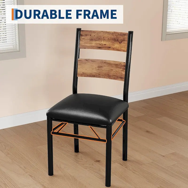 Dining Table Set, Wood Kitchen Table with Upholstered Chairs 4