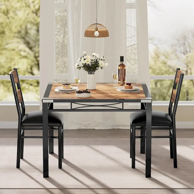 Dining Table Set, Wood Kitchen Table with Upholstered Chairs 12