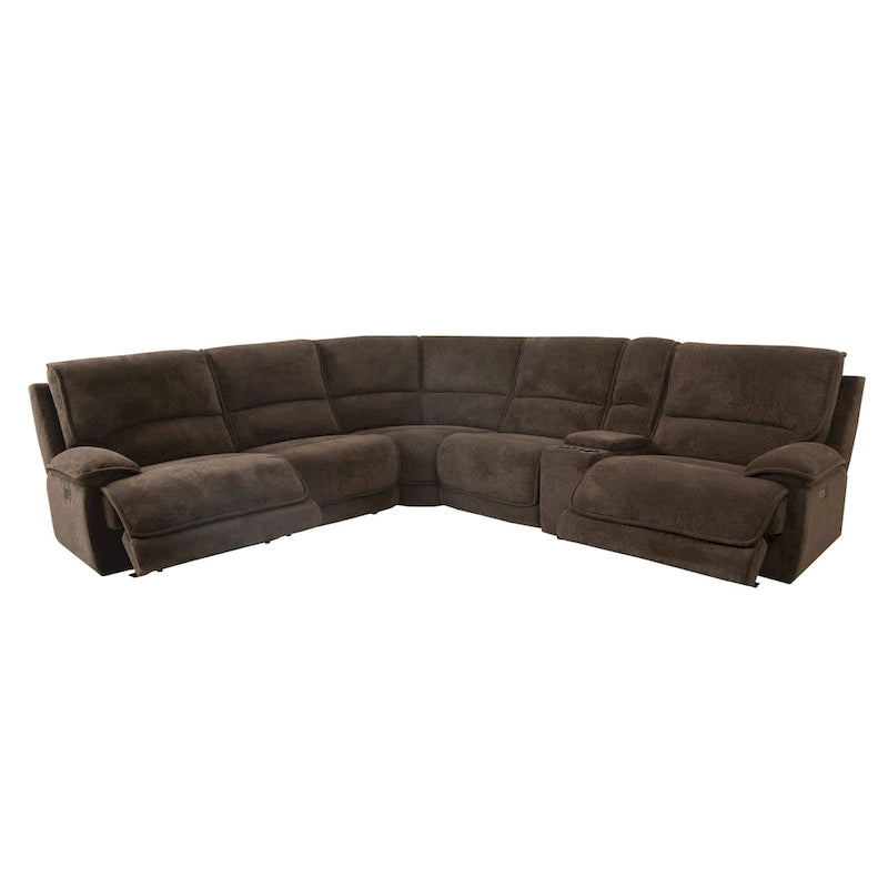 Furniture of America Renic Modern Dark Brown Reclining Sectional with Console and USB Ports 5