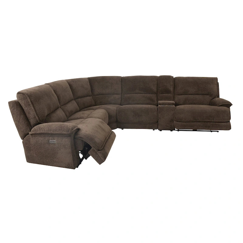 Furniture of America Renic Modern Dark Brown Reclining Sectional with Console and USB Ports 6