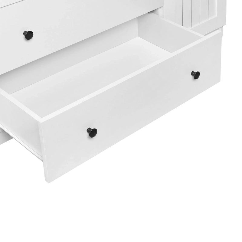 4 Door Wardrobe Armoire Closet with 2 Drawers, Freestanding Wardrobe Clothes Storage Cabinet with Hanging Rods 7