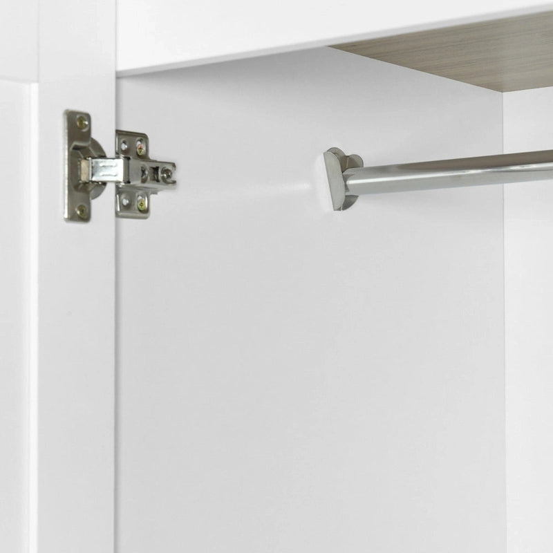 4 Door Wardrobe Armoire Closet with 2 Drawers, Freestanding Wardrobe Clothes Storage Cabinet with Hanging Rods 10