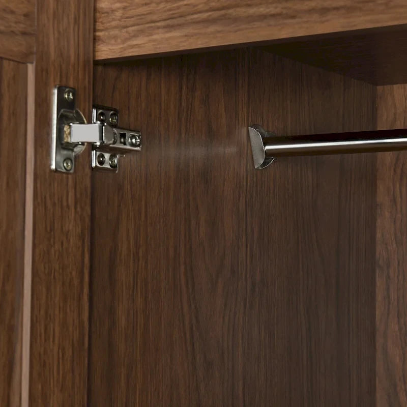 4 Door Wardrobe Armoire Closet with 2 Drawers, Freestanding Wardrobe Clothes Storage Cabinet with Hanging Rods 22