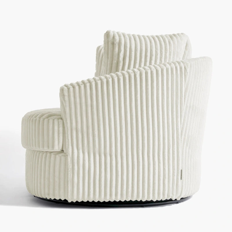 2 Set Oversized 43 W Plush Corduroy Swivel Barrel Chair with Pillows 11