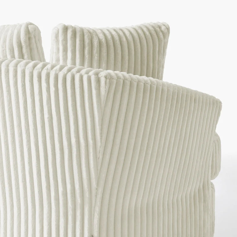 2 Set Oversized 43 W Plush Corduroy Swivel Barrel Chair with Pillows 14