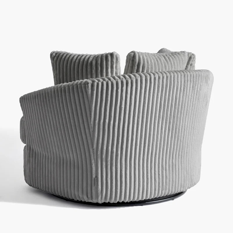 2 Set Oversized 43 W Plush Corduroy Swivel Barrel Chair with Pillows 35