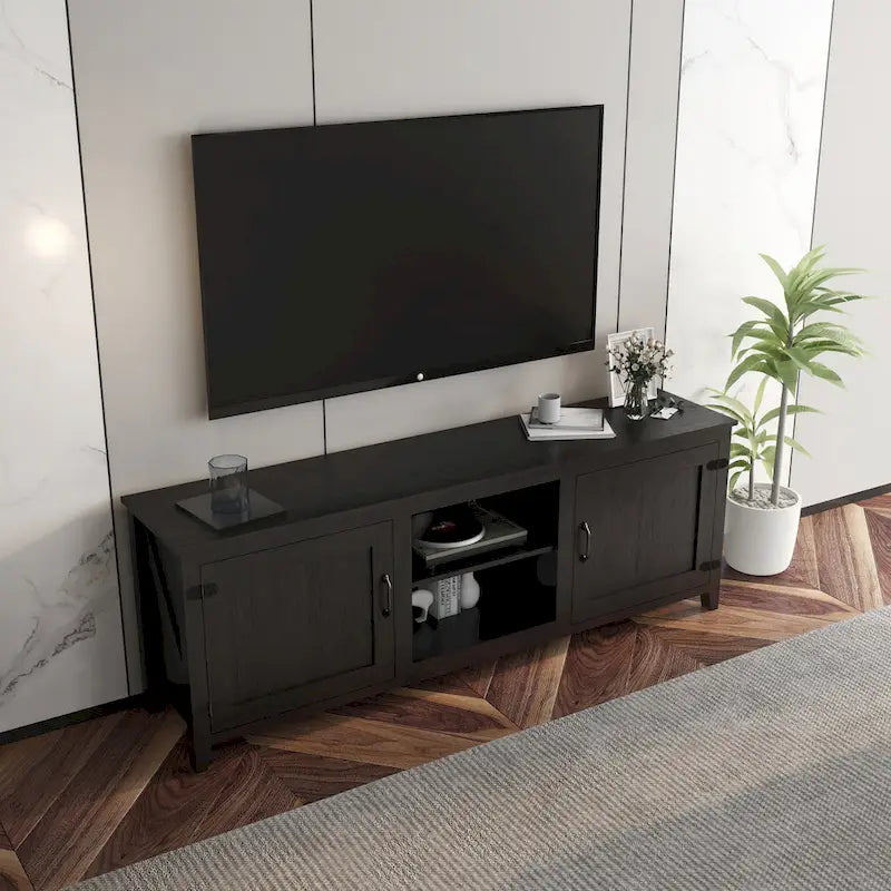 Industrial TV Stand with 2 Storage Cabinet and 4 Shelf Storage for Living Rooms Bedrooms and Playrooms