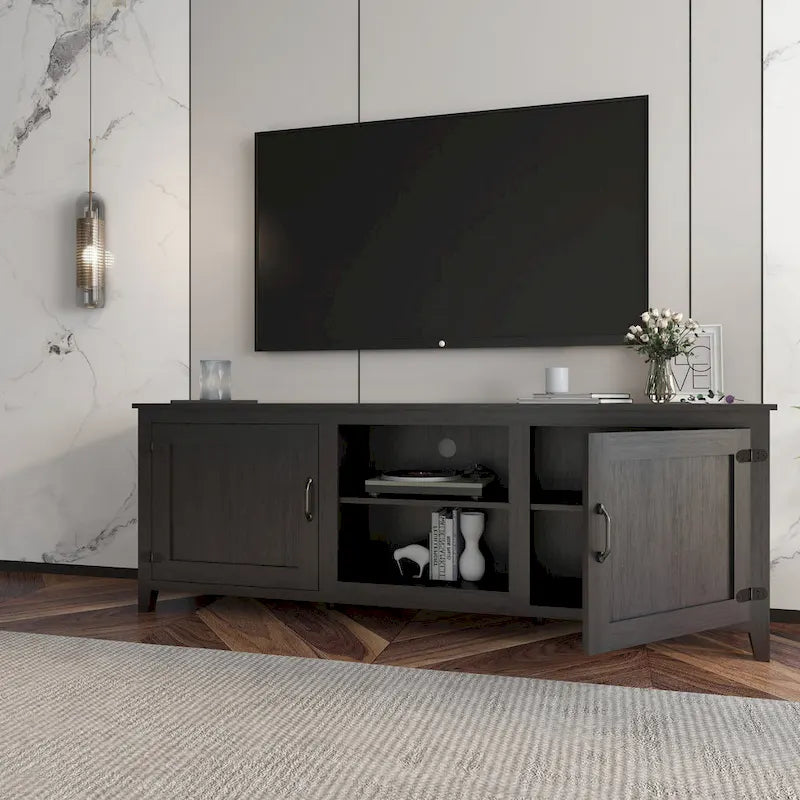 Industrial TV Stand with 2 Storage Cabinet and 4 Shelf Storage for Living Rooms Bedrooms and Playrooms 5