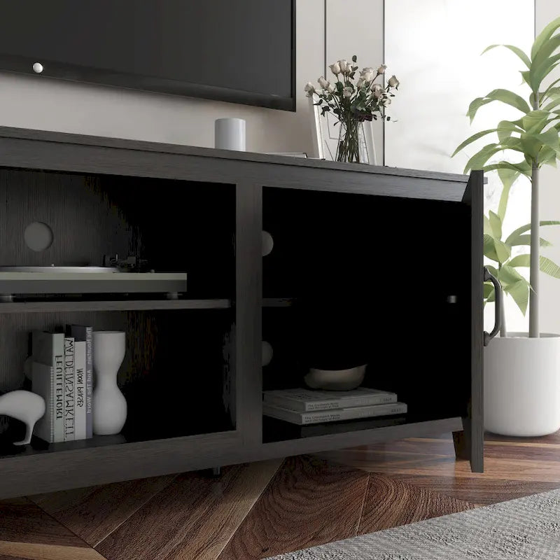 Industrial TV Stand with 2 Storage Cabinet and 4 Shelf Storage for Living Rooms Bedrooms and Playrooms 7