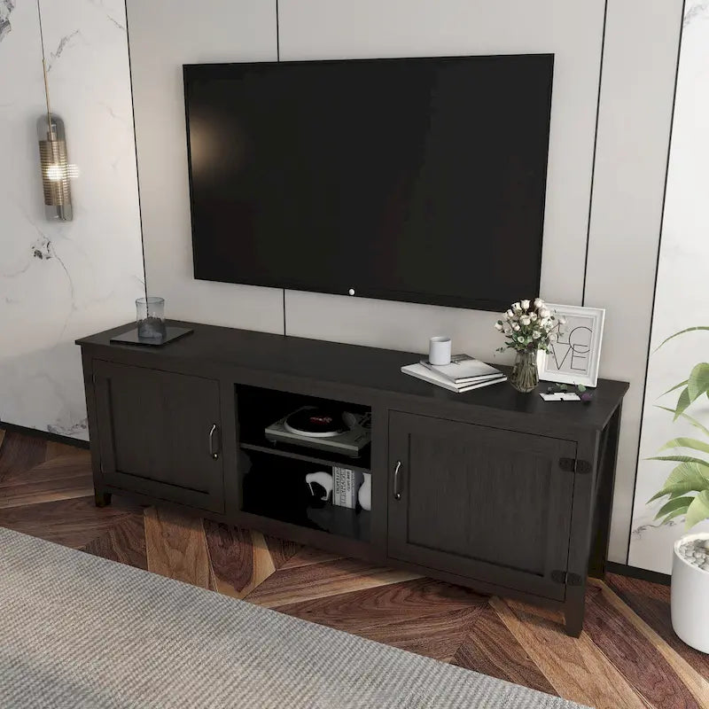 Industrial TV Stand with 2 Storage Cabinet and 4 Shelf Storage for Living Rooms Bedrooms and Playrooms 8
