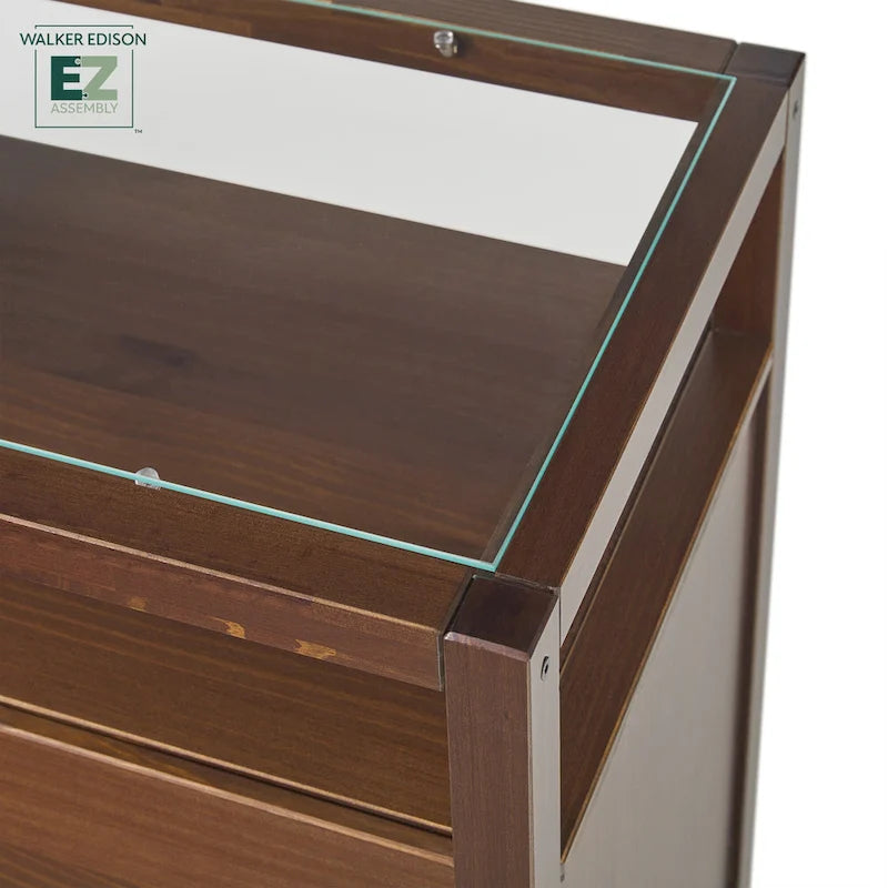 Walker Edison Solid Wood Dresser with Tempered Glass Top 5