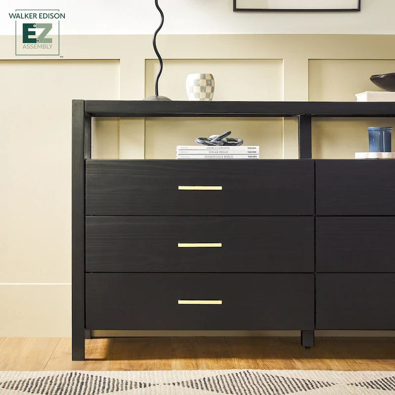 Walker Edison Solid Wood Dresser with Tempered Glass Top 9