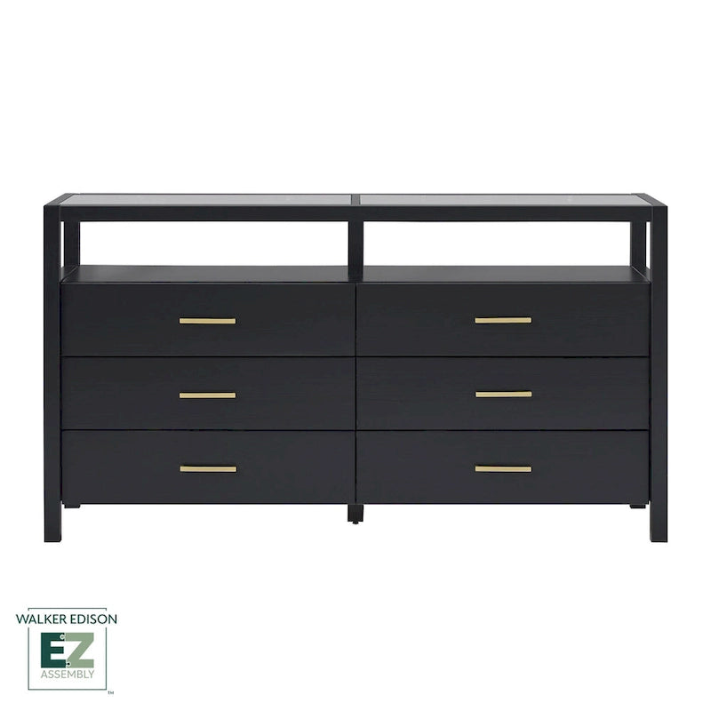 Walker Edison Solid Wood Dresser with Tempered Glass Top 12