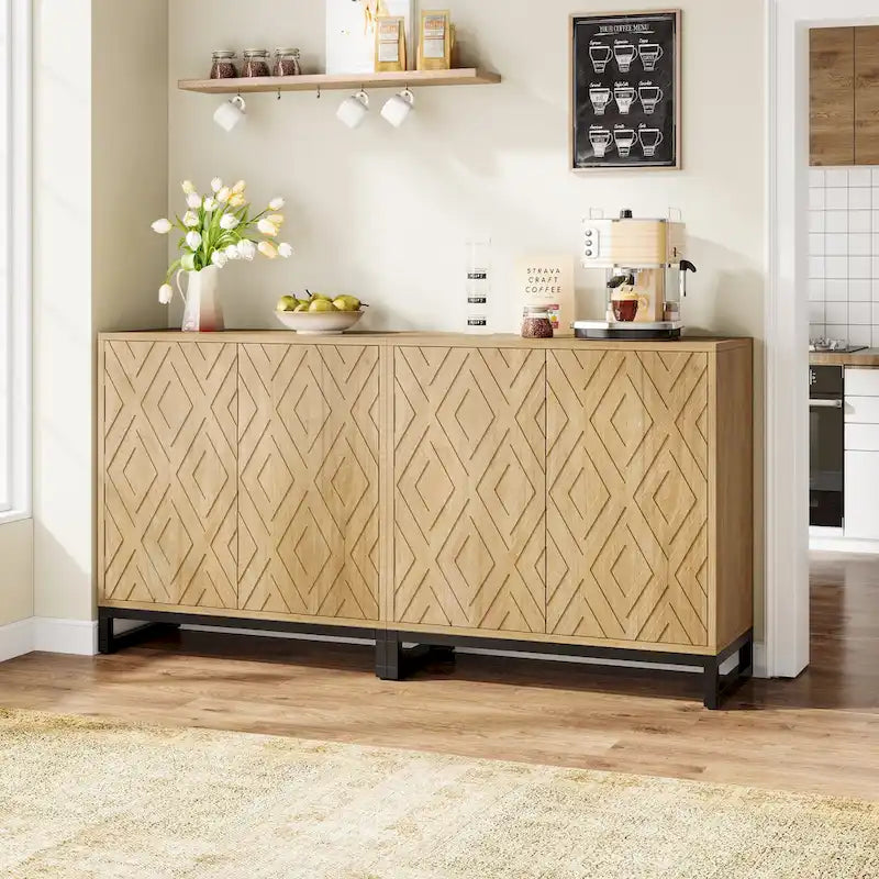 Credenza a buffet da fattoria da 57,5 pollici con ante per cucina 3