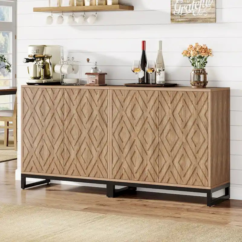 Credenza a buffet da fattoria da 57,5 pollici con ante per cucina 5