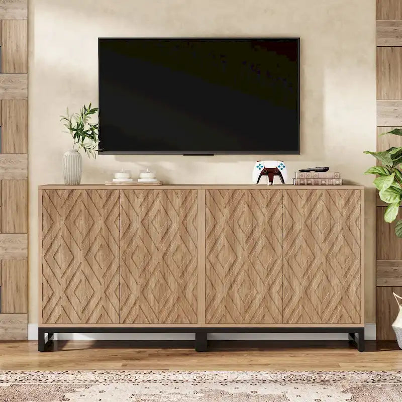 Credenza a buffet da fattoria da 57,5 pollici con ante per cucina 7