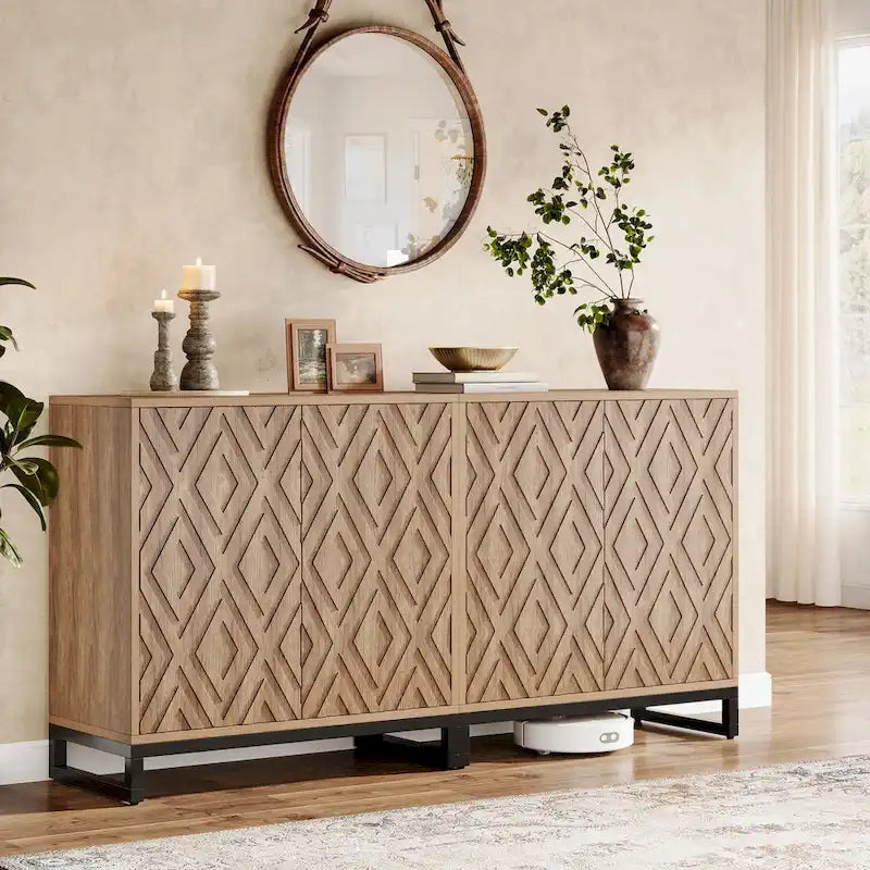 Credenza a buffet da fattoria da 57,5 pollici con ante per cucina 8
