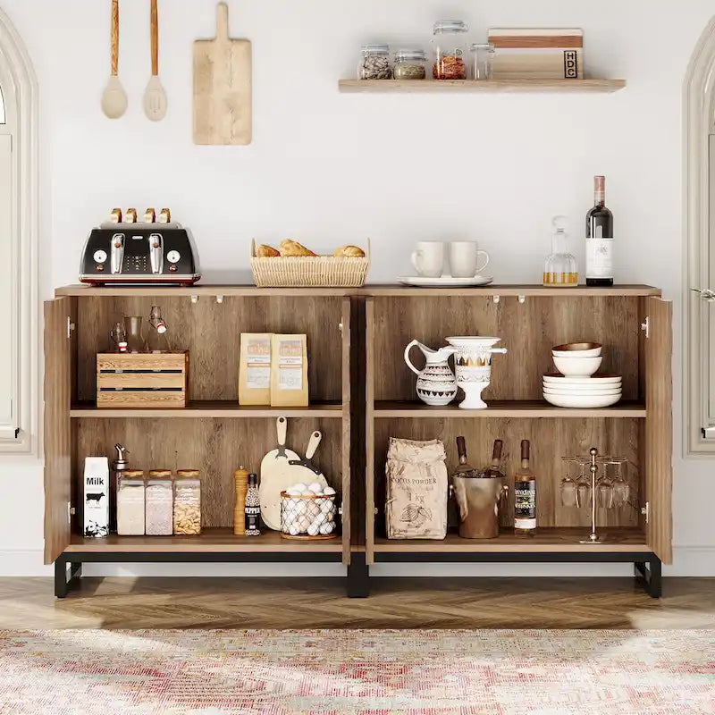Credenza a buffet da fattoria da 57,5 pollici con ante per cucina 10
