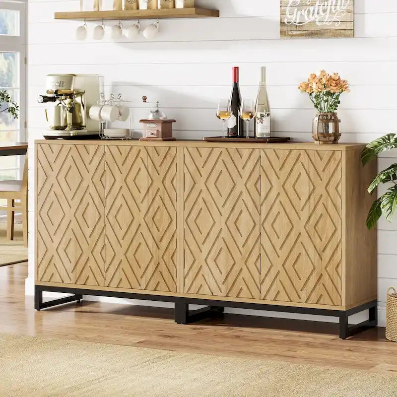 Credenza a buffet da fattoria da 57,5 pollici con ante per cucina 13