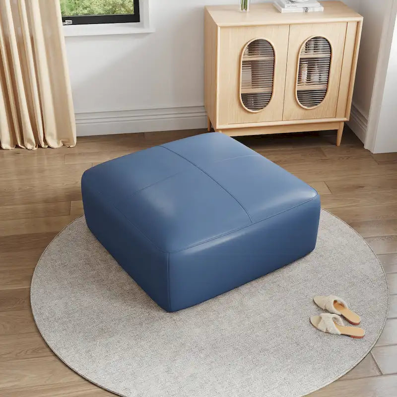 Upholstered Genuine Leather Ottoman for Living Room and Bedroom 5
