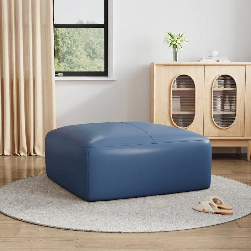 Upholstered Genuine Leather Ottoman for Living Room and Bedroom 6