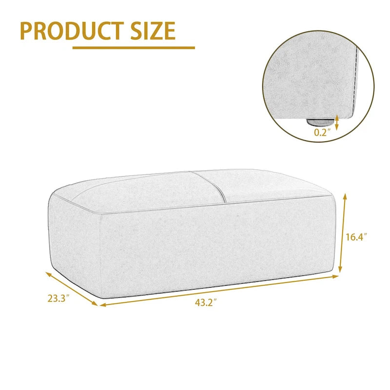 Upholstered Genuine Leather Ottoman for Living Room and Bedroom 10