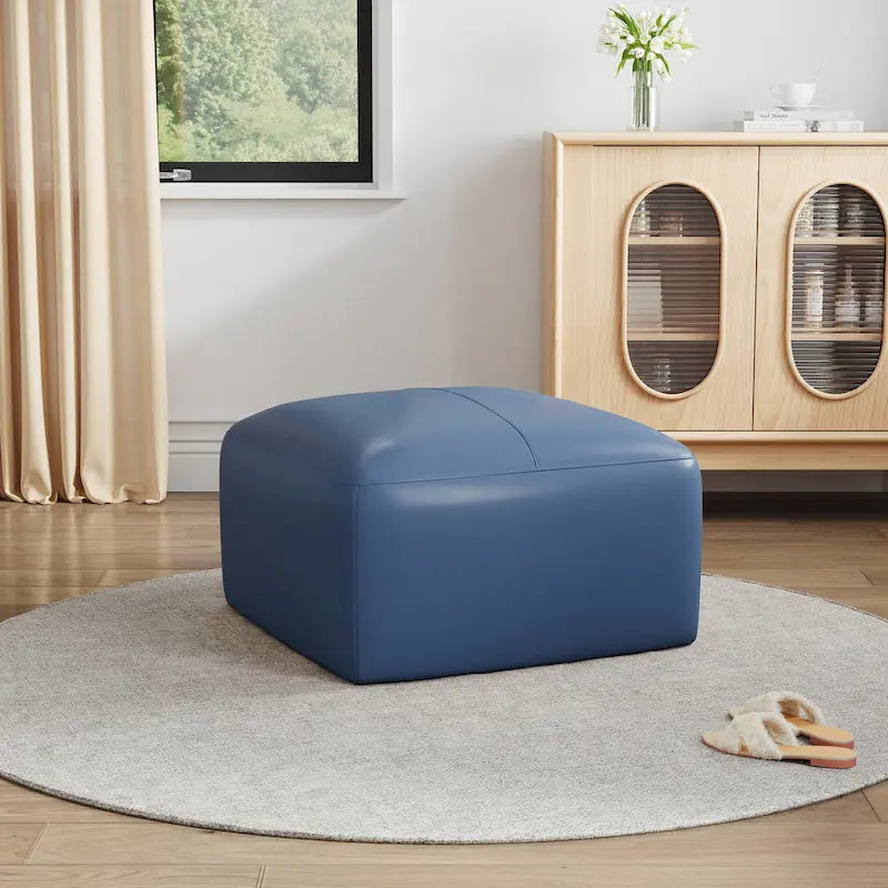 Upholstered Genuine Leather Ottoman for Living Room and Bedroom 14