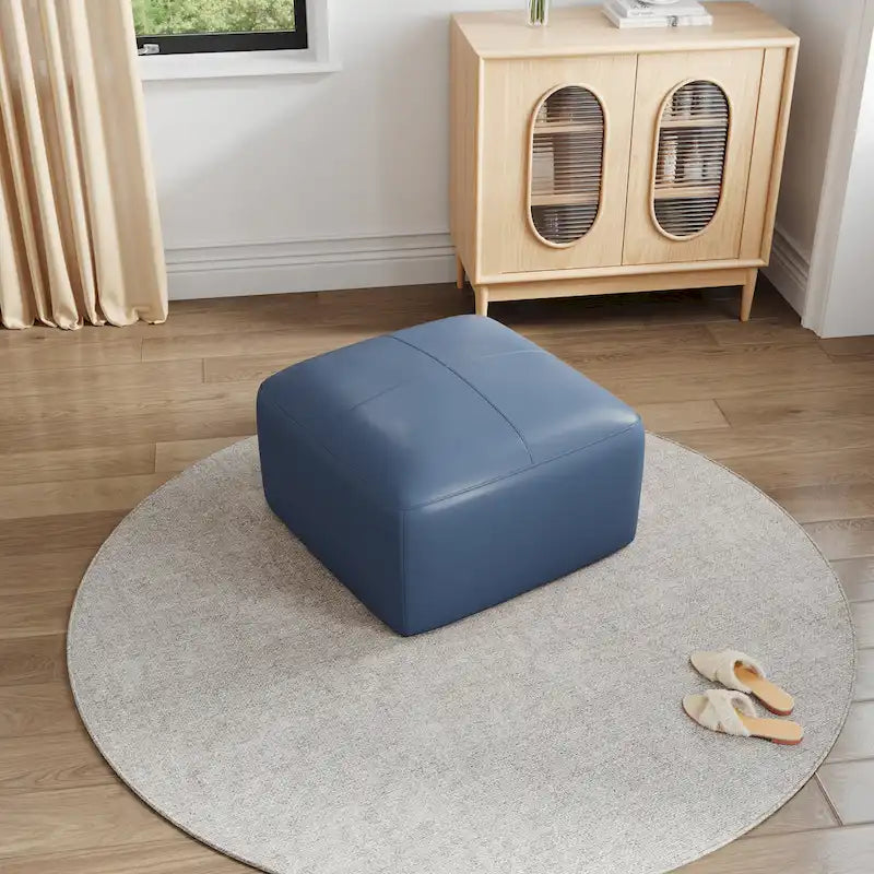 Upholstered Genuine Leather Ottoman for Living Room and Bedroom 15