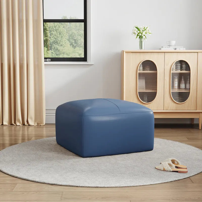 Upholstered Genuine Leather Ottoman for Living Room and Bedroom 16