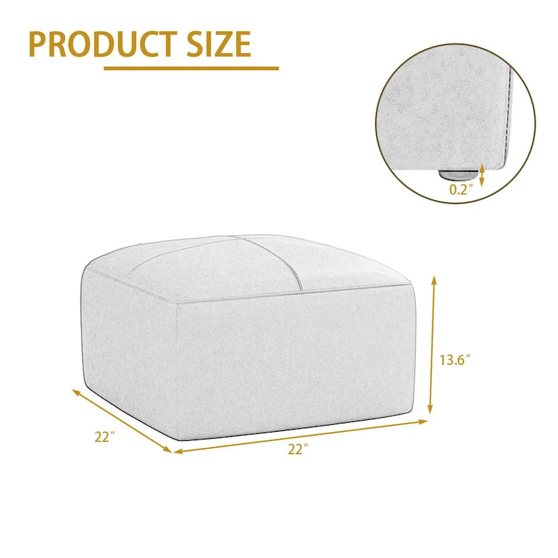 Upholstered Genuine Leather Ottoman for Living Room and Bedroom 17