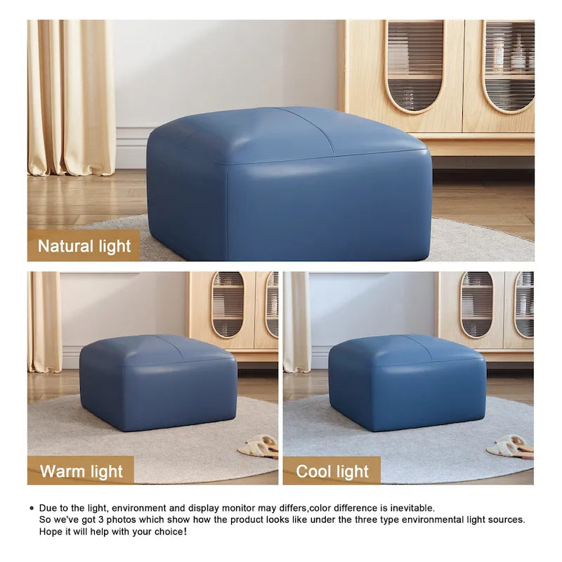 Upholstered Genuine Leather Ottoman for Living Room and Bedroom 18