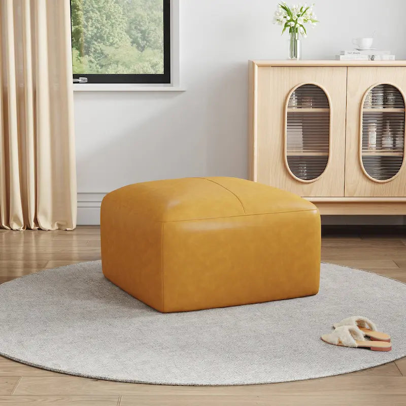Upholstered Genuine Leather Ottoman for Living Room and Bedroom 21