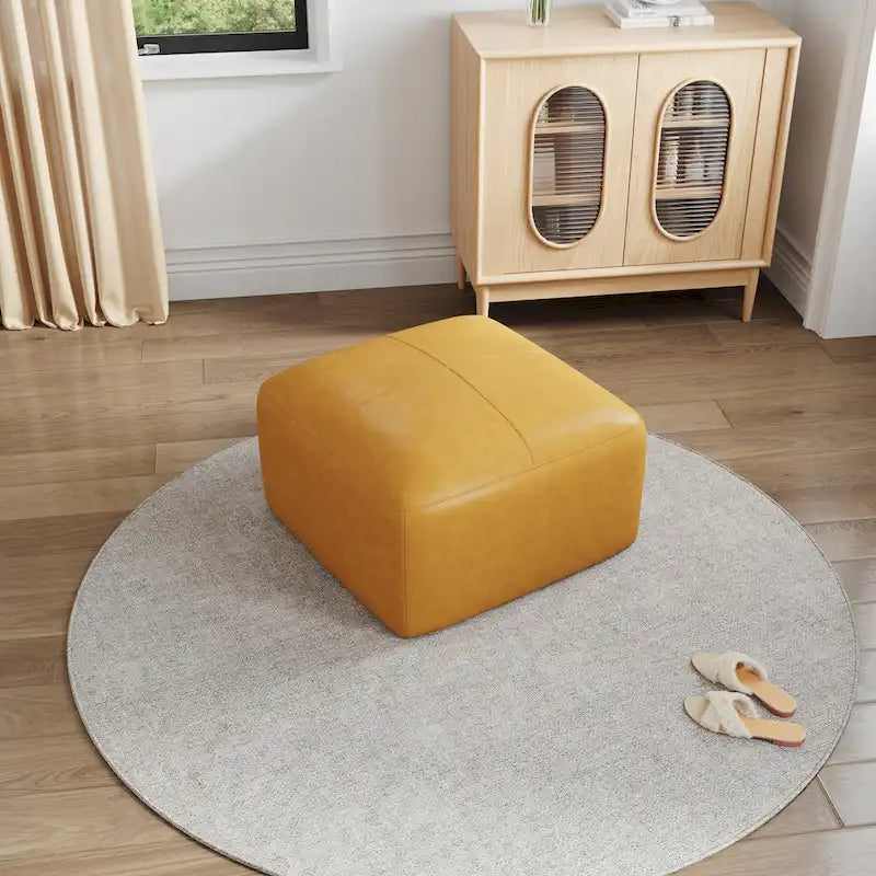 Upholstered Genuine Leather Ottoman for Living Room and Bedroom 22