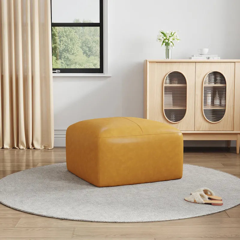 Upholstered Genuine Leather Ottoman for Living Room and Bedroom 23