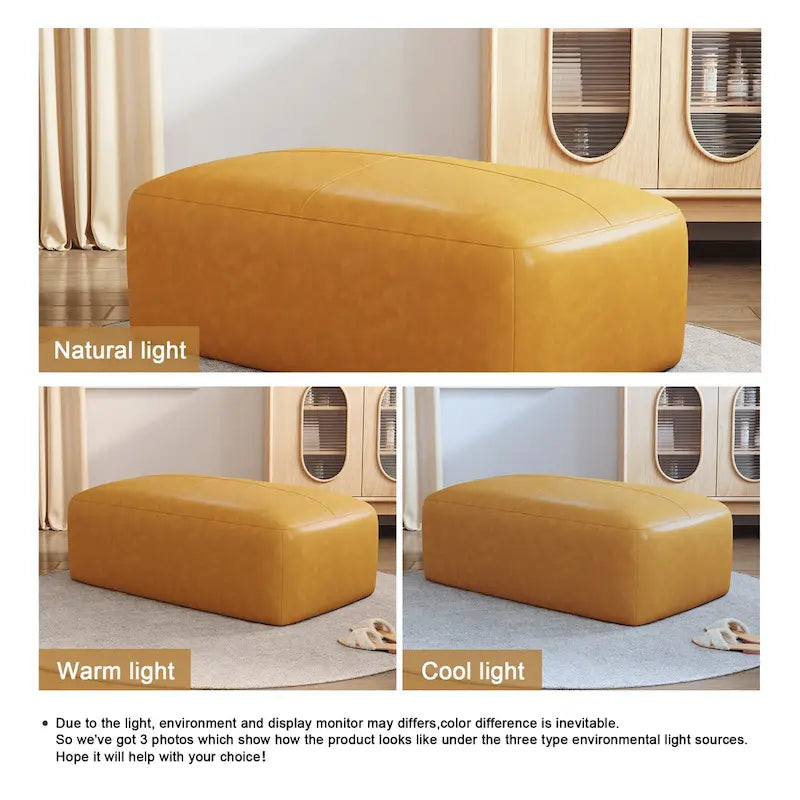 Upholstered Genuine Leather Ottoman for Living Room and Bedroom 27