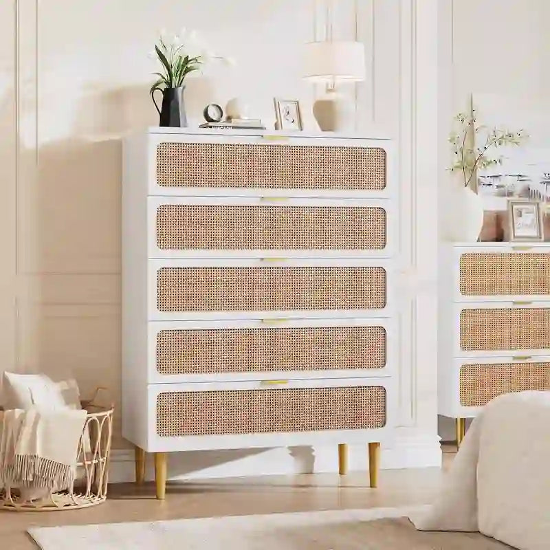 Rattan 5 Drawer Dressers for Bedroom, Hallway 2