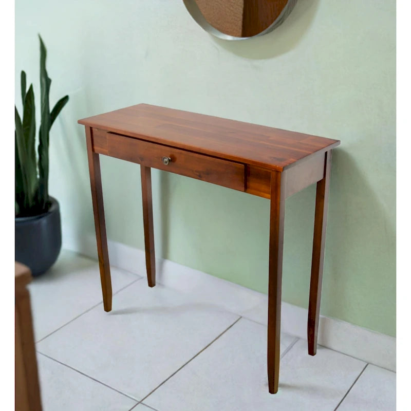 Tavolo Consolle Porch & Den Holly Hill con 1 Cassetto in Legno Massello di Acacia 25