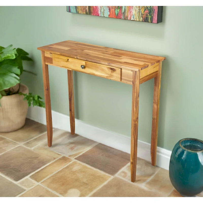 Tavolo Consolle Porch & Den Holly Hill con 1 Cassetto in Legno Massello di Acacia 8