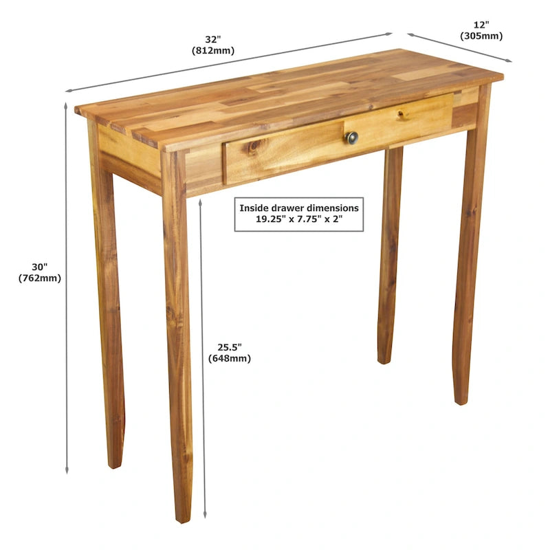 Tavolo Consolle Porch & Den Holly Hill con 1 Cassetto in Legno Massello di Acacia 11