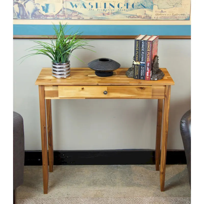 Tavolo Consolle Porch & Den Holly Hill con 1 Cassetto in Legno Massello di Acacia 12