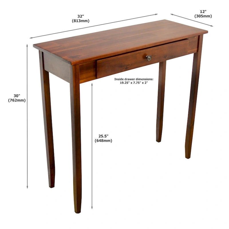 Tavolo Consolle Porch & Den Holly Hill con 1 Cassetto in Legno Massello di Acacia 16