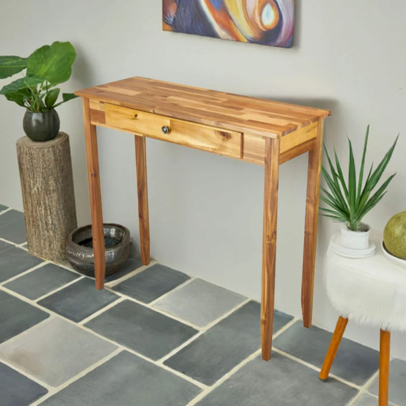 Tavolo Consolle Porch & Den Holly Hill con 1 Cassetto in Legno Massello di Acacia 24