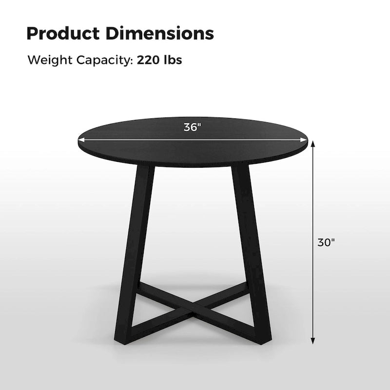 Gymax 36 Round Wooden Dining Table for 4 w/ Pedestal Base Solid 3