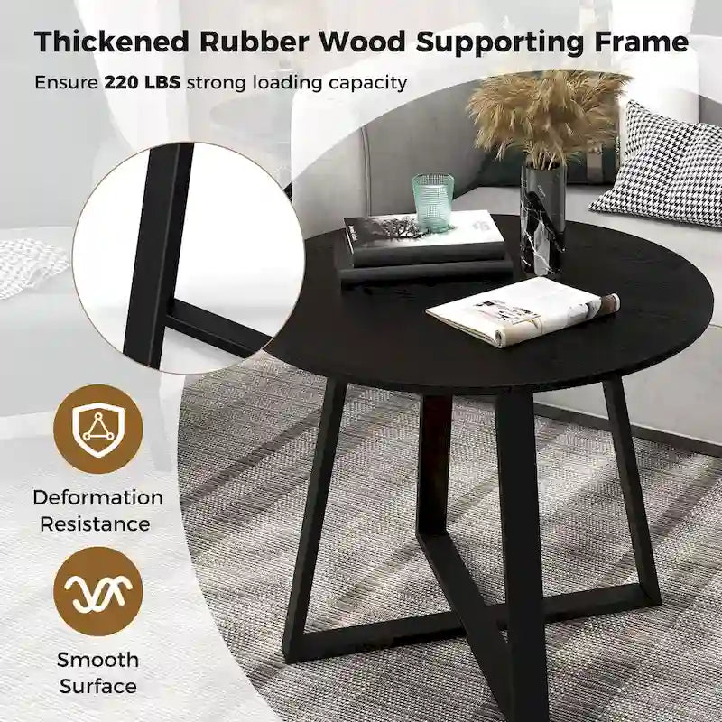 Gymax 36 Round Wooden Dining Table for 4 w/ Pedestal Base Solid 6