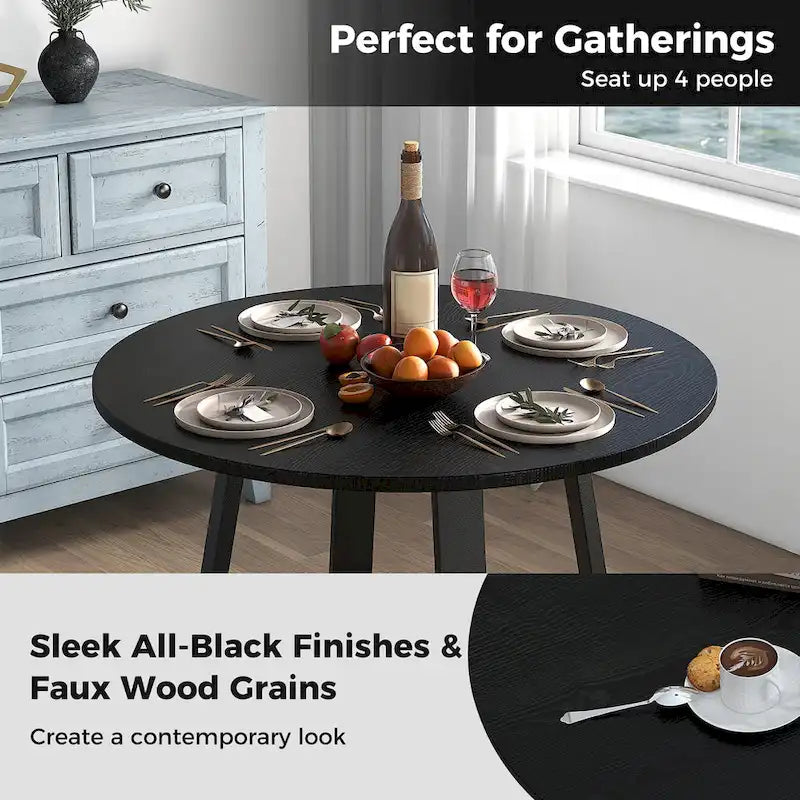 Gymax 36 Round Wooden Dining Table for 4 w/ Pedestal Base Solid 10