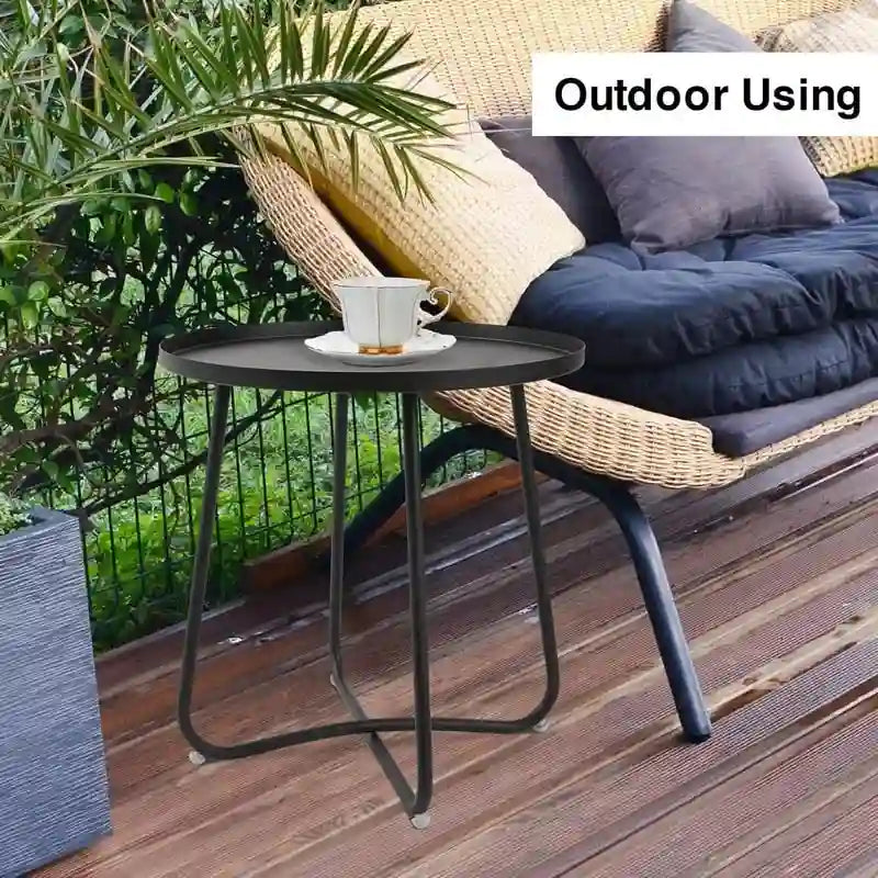 Tavolino rotondo in metallo per esterni e interni, impermeabile 10
