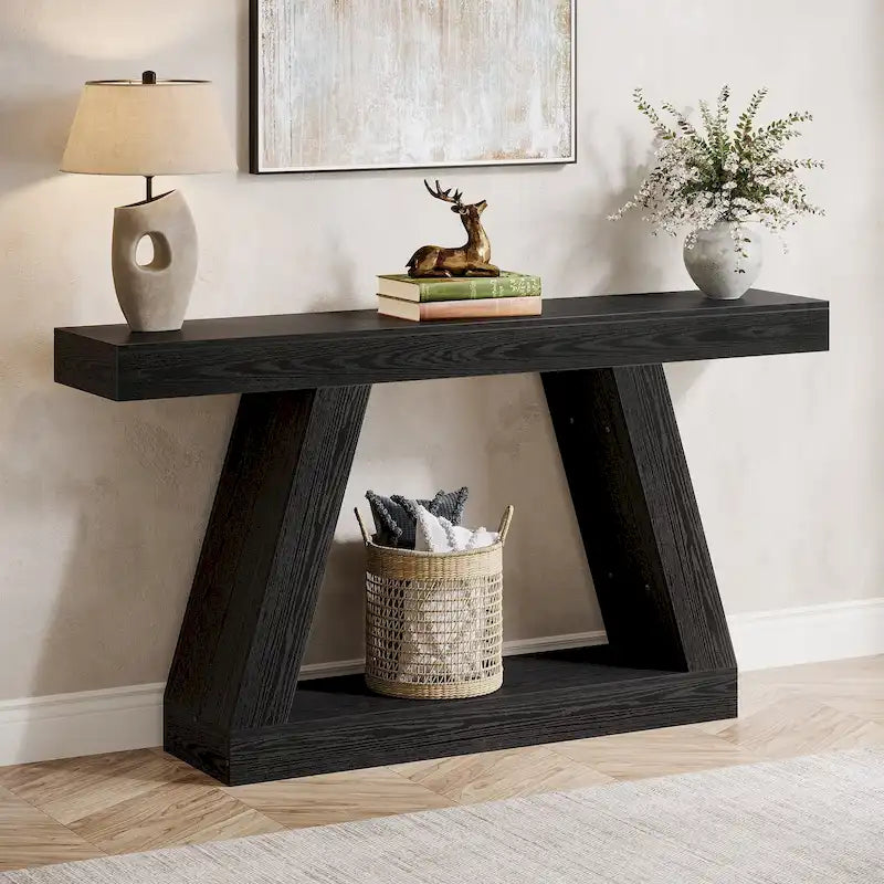 55 Inches Farmhouse Wood Console Sofa Table with Storage - 11.81 D x 55.12 W x 31.5 H 38